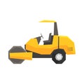 Big yellow road roller, heavy construction machine vector Illustration Royalty Free Stock Photo