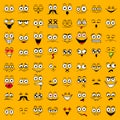 Big yellow set of cute happy smiley emotions,vector illustration