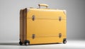 big yellow travel suitcase on white background Royalty Free Stock Photo