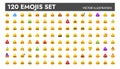 Big yellow triangle emoji set vector illustration design. Royalty Free Stock Photo