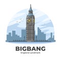 Bigbang Clock Tower England Landmark Minimalist Cartoon Illustration Royalty Free Stock Photo