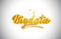 Bigdata Golden Yellow Word Text with Handwritten Gold Vibrant Colors Vector Illustration