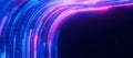 Bigdata light speed data flow turn closeup. Abstract digital data stream of quantum computing. Cyberspace of qubit Royalty Free Stock Photo