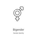 bigender icon vector from gender identity collection. Thin line bigender outline icon vector illustration. Linear symbol for use