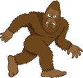 Sasquatch, Bigfoot walking isolated vector illustration Royalty Free Stock Photo