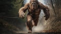 Iconic Sasquatch: A Powerful Cryptid Running Down The Road