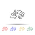 Bigfoot car crushes cars multi color style icon. Simple thin line, outline vector of bigfoot car icons for ui and ux, website or