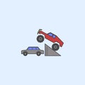 bigfoot car in jump field outline icon. Element of monster trucks show icon for mobile concept and web apps. Field outline bigfoot Royalty Free Stock Photo