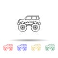 Bigfoot car multi color style icon. Simple thin line, outline vector of bigfoot car icons for ui and ux, website or mobile Royalty Free Stock Photo