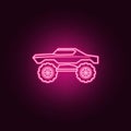 Bigfoot car neon icon. Elements of bigfoot car set. Simple icon for websites, web design, mobile app, info graphics Royalty Free Stock Photo