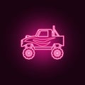 Bigfoot car neon icon. Elements of bigfoot car set. Simple icon for websites, web design, mobile app, info graphics Royalty Free Stock Photo