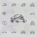 Bigfoot car rides through cars icon. Bigfoot car icons universal set for web and mobile Royalty Free Stock Photo