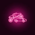 Bigfoot car rides through cars neon icon. Elements of bigfoot car set. Simple icon for websites, web design, mobile app, info