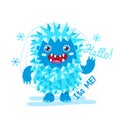 Bigfoot Cartoon Mascot. Funny Yeti On A White Background. For Kids T-Shirt Design. Happy Toy On A White Background.