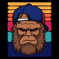 Bigfoot cool wearing a hat vector illustration