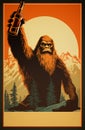 Bigfoot drinking beer poster