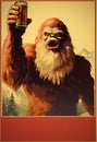 Bigfoot drinking beer poster