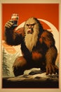 Bigfoot drinking beer poster