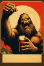 Bigfoot drinking beer poster