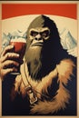 Bigfoot drinking beer poster