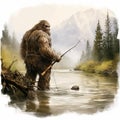 Mysterious Bigfoot Fishing In Nature: Elm, Saltoro Kangri, And Marsh