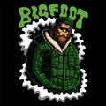 Bigfoot gangster character vector illustration