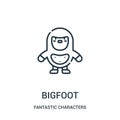 bigfoot icon vector from fantastic characters collection. Thin line bigfoot outline icon vector illustration Royalty Free Stock Photo