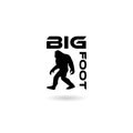 Bigfoot Sasquatch Yeti Silhouette icon with shadow