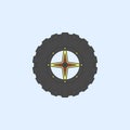 bigfoot tire field outline icon. Element of monster trucks show icon for mobile concept and web apps. Field outline bigfoot tire i Royalty Free Stock Photo