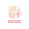 Bigger discounts for loyal clientele red gradient concept icon Royalty Free Stock Photo