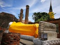 The bigger Reclining Buddha in Thailand Temples at `Ayutthaya` Province Royalty Free Stock Photo