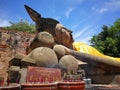 The bigger Reclining Buddha in Thailand Temples at `Ayutthaya` Province Royalty Free Stock Photo