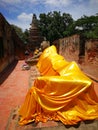 The bigger Reclining Buddha in Thailand Temples at `Ayutthaya` Province Royalty Free Stock Photo