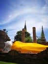 The bigger Reclining Buddha in Thailand Temples at `Ayutthaya` Province Royalty Free Stock Photo