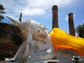 The bigger Reclining Buddha in Thailand Temples at `Ayutthaya` Province that Historical Attractions. Royalty Free Stock Photo