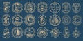 The biggest bundle of vintage nautical vectors on the dark background. Royalty Free Stock Photo