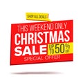 Biggest Christmas Sale Banner Vector. Sale background. Isolated On White Illustration Royalty Free Stock Photo