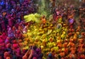 Biggest color blast of Nandgaon Holi. Royalty Free Stock Photo