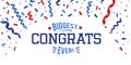 Biggest congrats ever festive banner design with confetti and ribbons