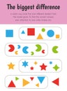 The biggest difference Educational Sheet. Primary module for Logic Reasoning. 5-6 years old