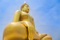 Biggest golden buddha statue sitting in wat muang public thai temple at angthong province, thailand