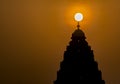 Sunrise: Natural Light decoration over a Hindu temple. Royalty Free Stock Photo