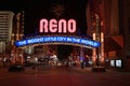 Biggest Little City in the World sign in Reno, Nevada at night. Royalty Free Stock Photo