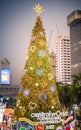 The biggest New Year event in 2022, The ball star and light decorated on the big christmas tree for celebrate 2022 at the Central