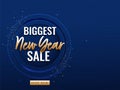 Biggest New Year Sale Poster Design With Lights Effect On Blue