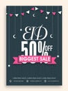 Biggest sale poster, banner or flyer for Eid celebration.