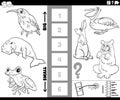 Biggest and smallest cartoon animal game coloring page