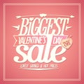 Biggest Valentine\'s day sale vector banner