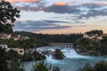 The biggest waterfall in Europe - Rhinefalls at the sunset time Royalty Free Stock Photo