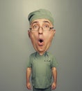 Bighead amazed doctor in uniform Royalty Free Stock Photo